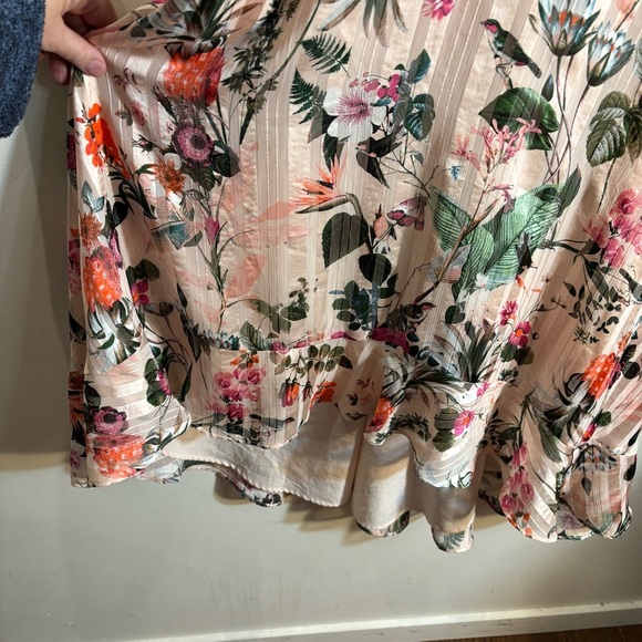 BANANA REPUBLIC Sz 4 Sleeveless Maxi Dress Floral Pineapples Hi Low Ruffle Hem - Picture 5 of 13